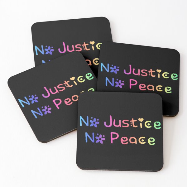 Item preview, No Justice No Peace Rainbow Flag Hippie Text designed and sold by everything4eva.