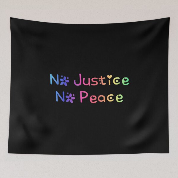 Item preview, No Justice No Peace Rainbow Flag Hippie Text designed and sold by everything4eva.