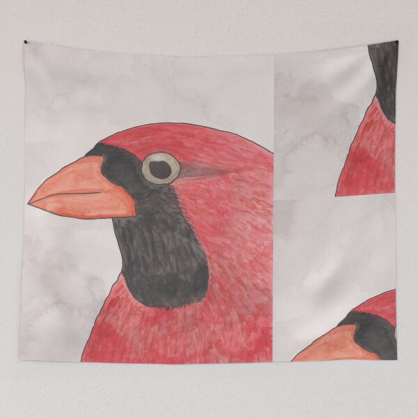 Item preview, Northern Cardinal watercolor bird portrait designed and sold by TheWaterBirds.