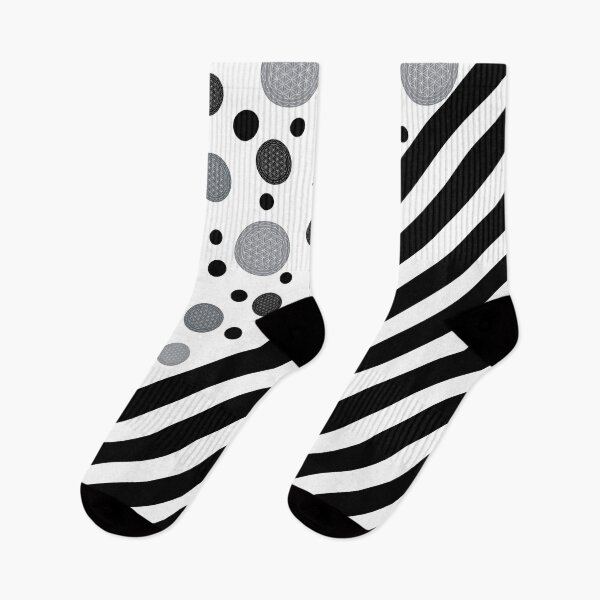 Item preview, Black and Grey Dots and Stripes with Flower of Life Mixed Pattern designed and sold by squishyrainbow.