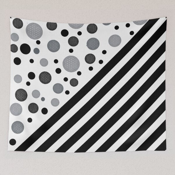 Item preview, Black and Grey Dots and Stripes with Flower of Life Mixed Pattern designed and sold by squishyrainbow.