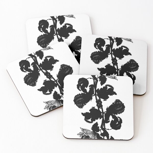 Item preview, black and white shadow flower vintage pattern designed and sold by bellatierra.