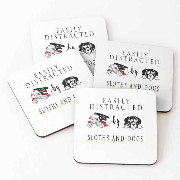 Item preview, easily distracted by sloths and dogs designed and sold by ishako online.