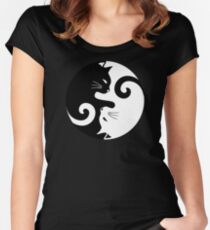 Ying Yang Cats - Black & White Women's Fitted Scoop T-Shirt