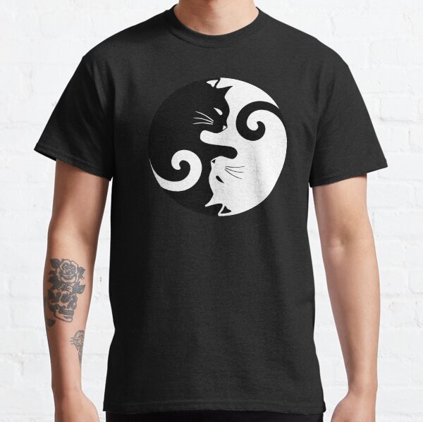 Ying Yang Cats - Black & White Classic T-Shirt
