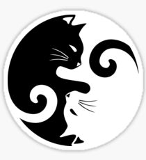 Ying Yang Cats - Black & White Sticker