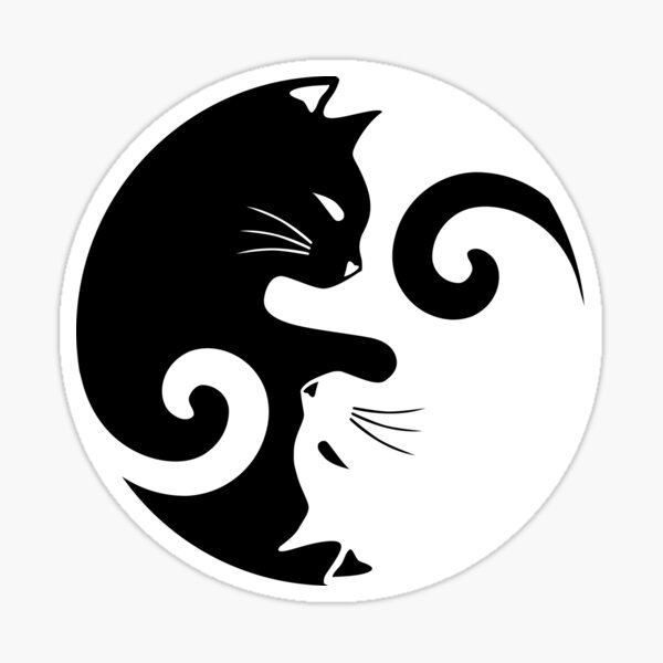 Ying Yang Cats - Black & White Sticker