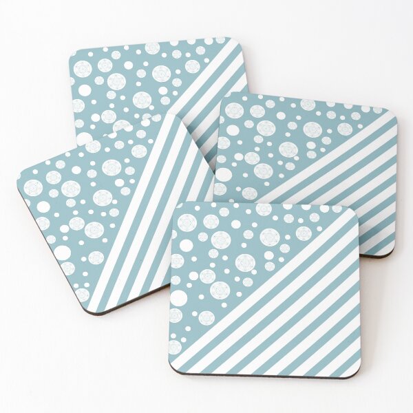 Item preview, White Dots and Stripes with Metatron's Cube on a Blue Green ackground designed and sold by squishyrainbow.
