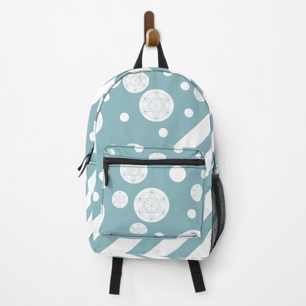 Item preview, White Dots and Stripes with Metatron's Cube on a Blue Green ackground designed and sold by squishyrainbow.