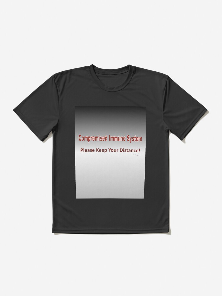 Alternate view of Text-Compromised Immune System in Grey, Red and White Active T-Shirt