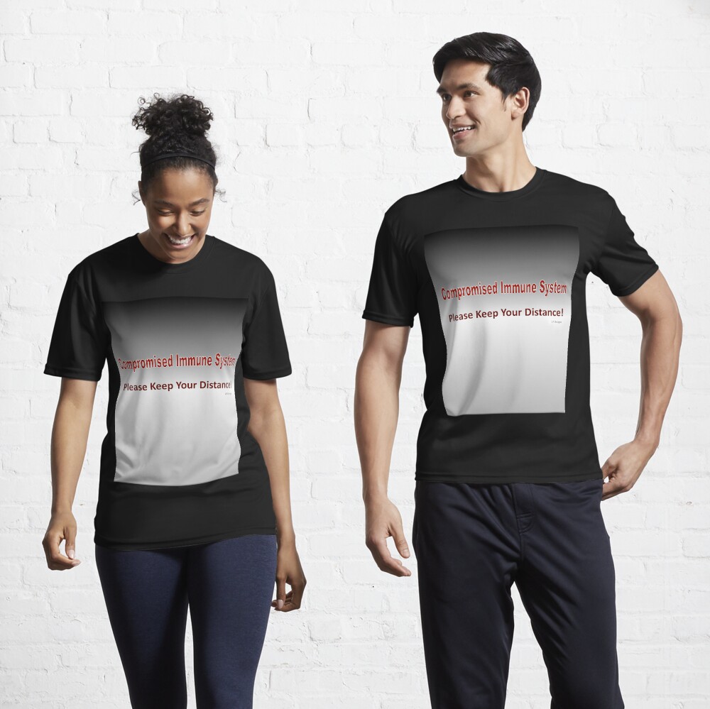 Text-Compromised Immune System in Grey, Red and White Active T-Shirt
