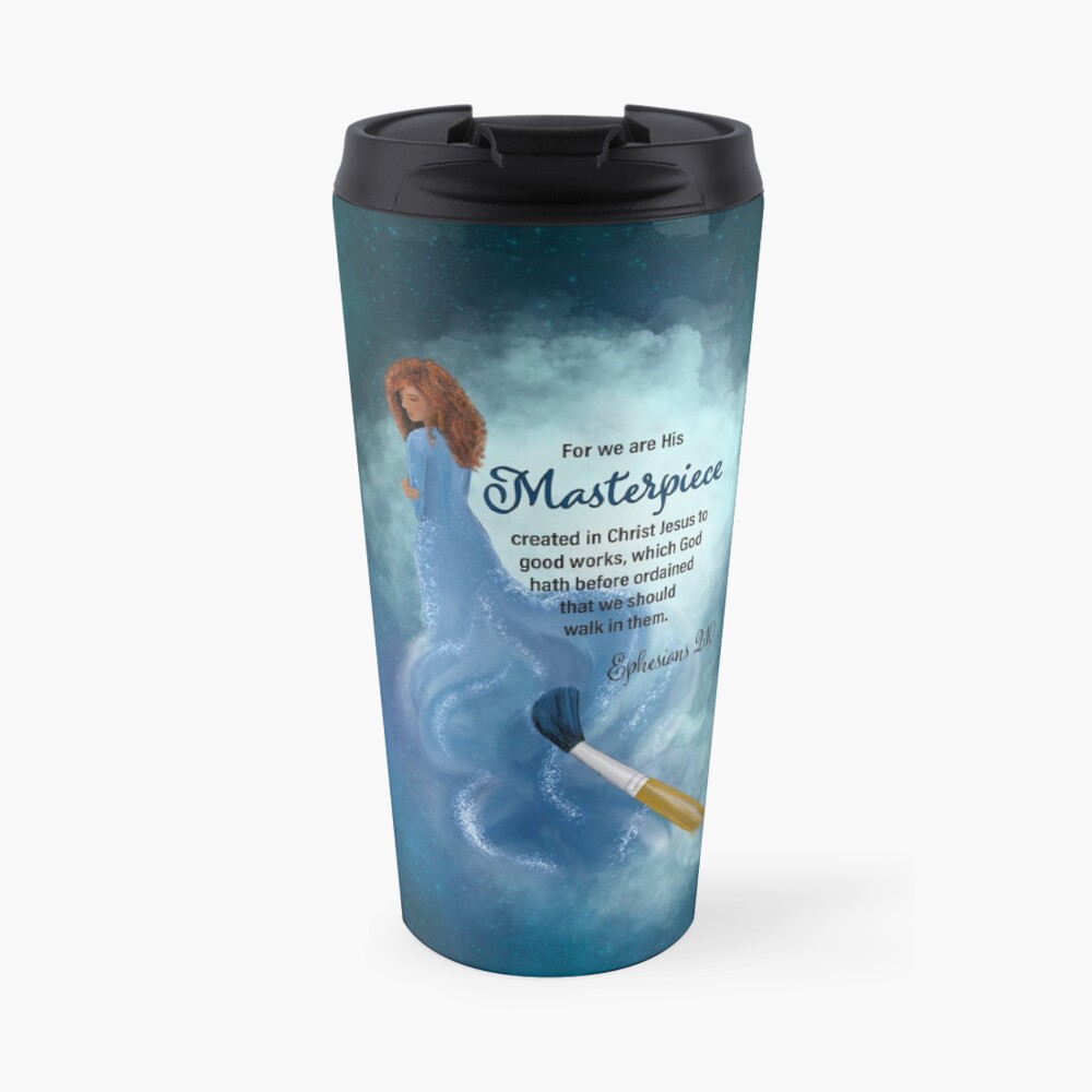His Masterpiece (Blue Background) Travel Coffee Mug