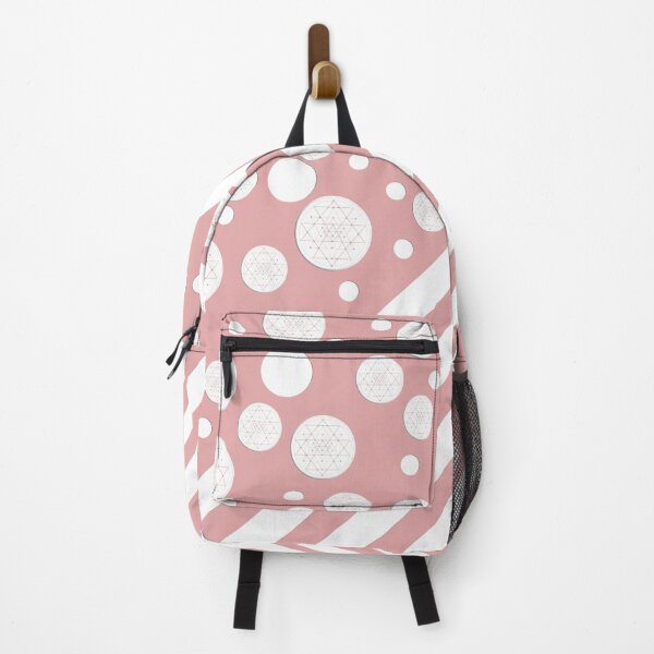 Item preview, White Dots and Stripes with Sri Yantra on a Peachy Pink Background designed and sold by squishyrainbow.