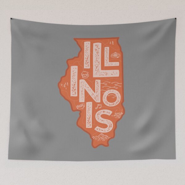 Item preview, Illinois Map Typography Red designed and sold by HelloGentry.