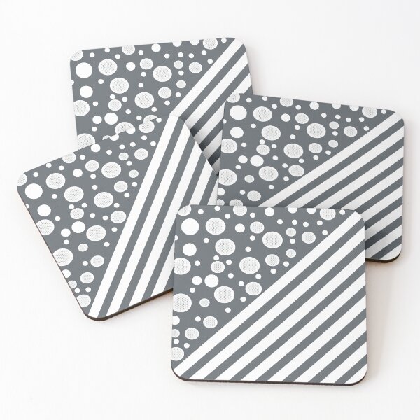 Item preview, White Dots and Stripes with Flower of Life on a Charcoal Gray background designed and sold by squishyrainbow.