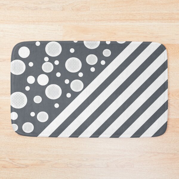 Item preview, White Dots and Stripes with Flower of Life on a Charcoal Gray background designed and sold by squishyrainbow.