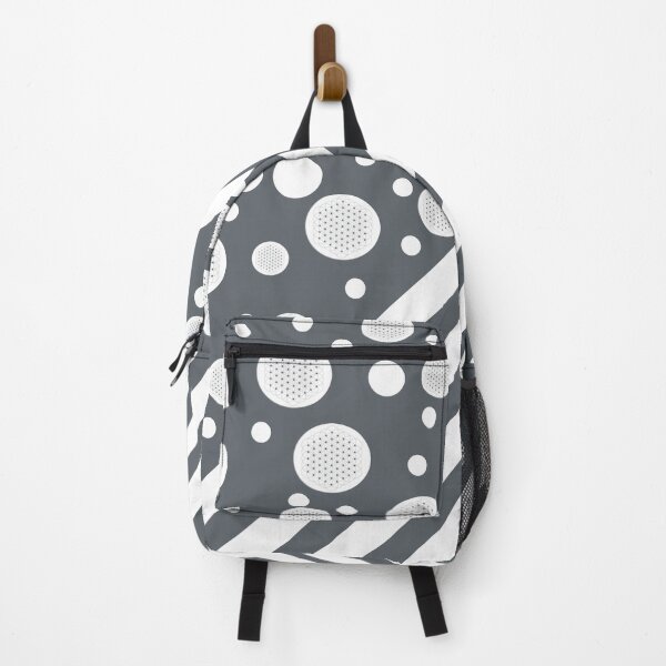 Item preview, White Dots and Stripes with Flower of Life on a Charcoal Gray background designed and sold by squishyrainbow.