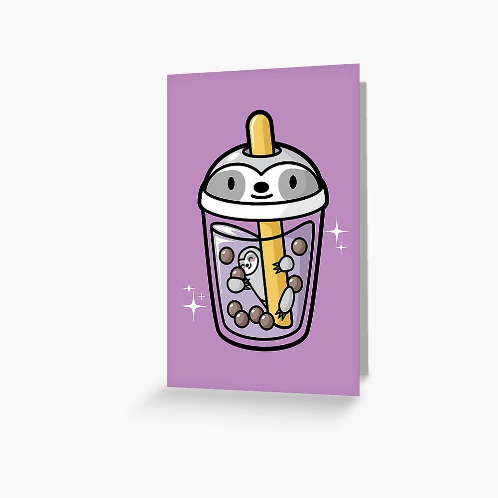 bubble tea with cute kawaii sloth inside greeting card for sale by bubble tea with cute kawaii sloth inside greeting card for sale by