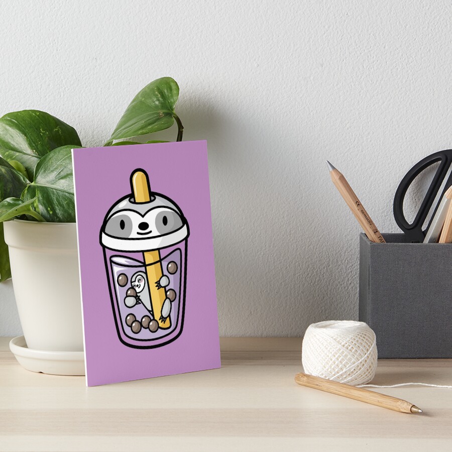 bubble tea with cute kawaii sloth inside art board print by bobateame bubble tea with cute kawaii sloth inside art board print by bobateame