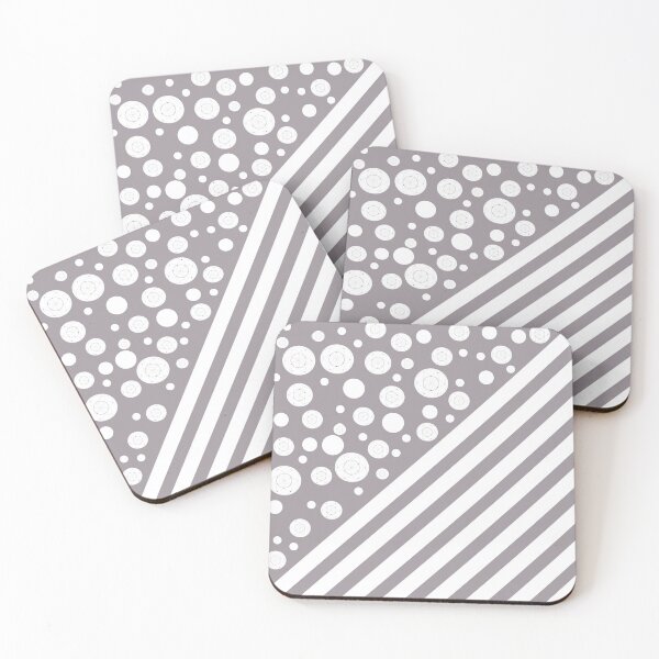 Item preview, White Dots and Stripes with Seed of Life on a light mauve background designed and sold by squishyrainbow.
