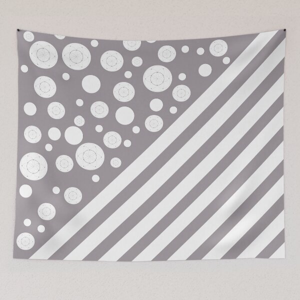 Item preview, White Dots and Stripes with Seed of Life on a light mauve background designed and sold by squishyrainbow.