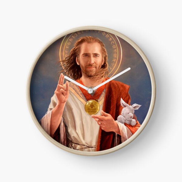 Vista previa del artículo con la obra «Nicolas Cage, San Nicolás de Cage, Nic Cage Pintura religiosa original», diseñado y vendido por Vincent Carrozza.
