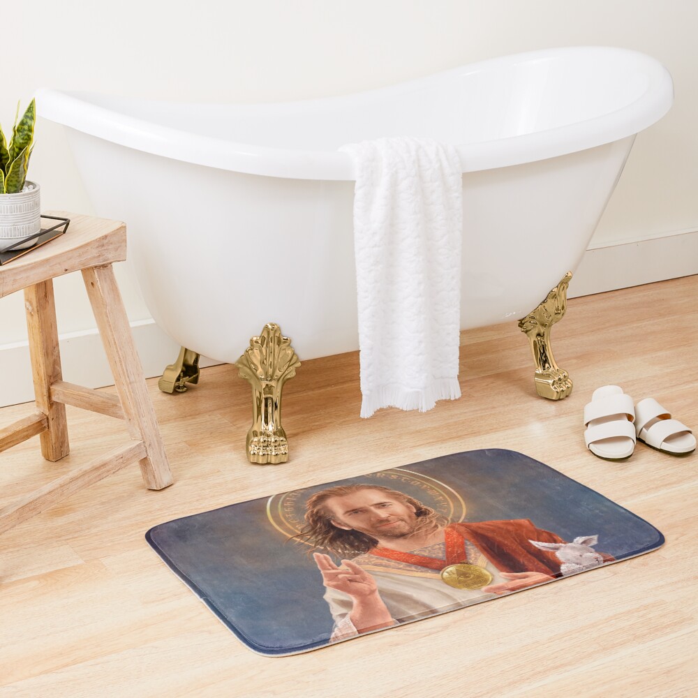 Saint Nicolas of Cage - Nic Cage Original Religious Painting Bath Mat