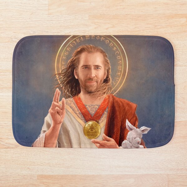 Saint Nicolas of Cage - Nic Cage Original Religious Painting Bath Mat