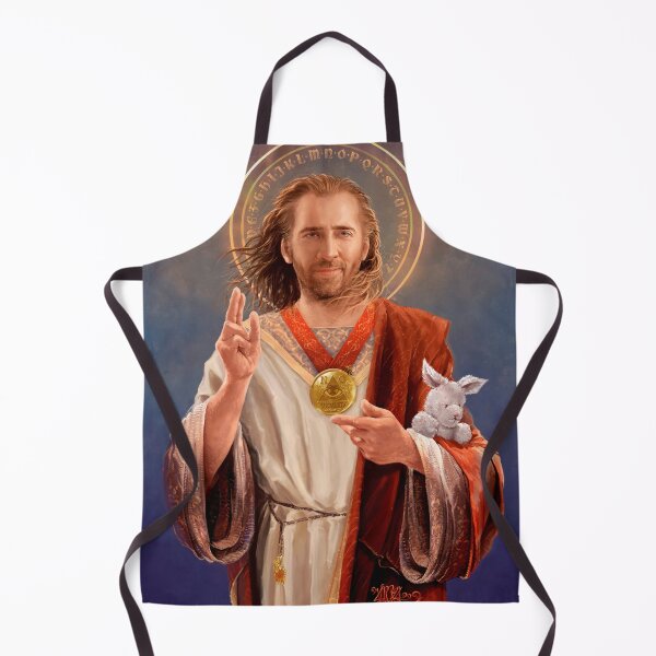 Vista previa del artículo con la obra «Nicolas Cage, San Nicolás de Cage, Nic Cage Pintura religiosa original», diseñado y vendido por Vincent Carrozza.