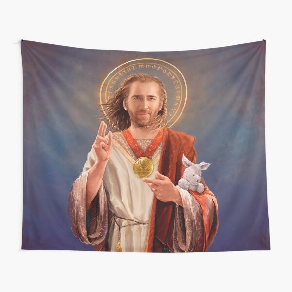 Nicolas Cage Saint Nicolas of Cage - Nic Cage Original Religious Painting Tapestry