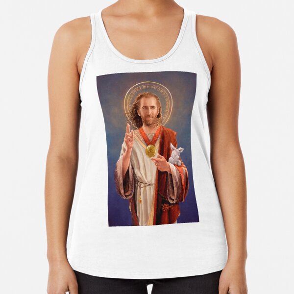 Aperçu de l'œuvre Nicolas Cage, Saint Nicolas de Cage, Nic Cage Peinture religieuse originale créée et vendue par Vincent Carrozza.