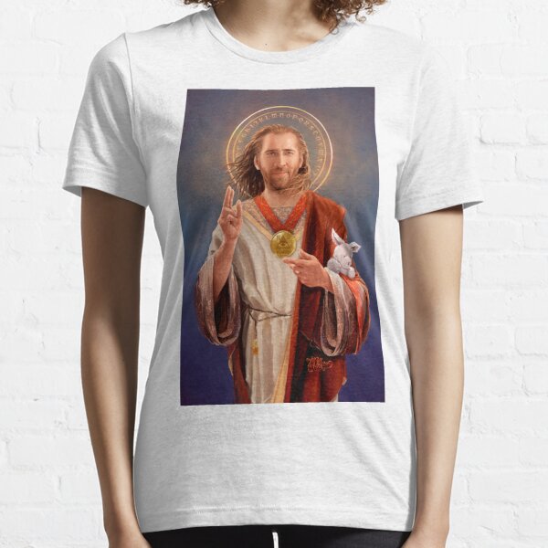 Nicolas Cage Saint Nicolas of Cage - Nic Cage Original Religious Painting Essential T-Shirt