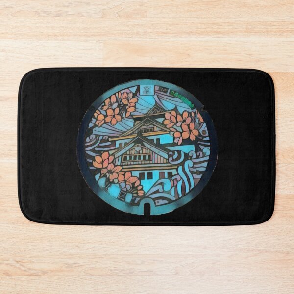 Item preview, Osaka Castle Man Hole Cover Blue and Orange designed and sold by QuoteableTees.