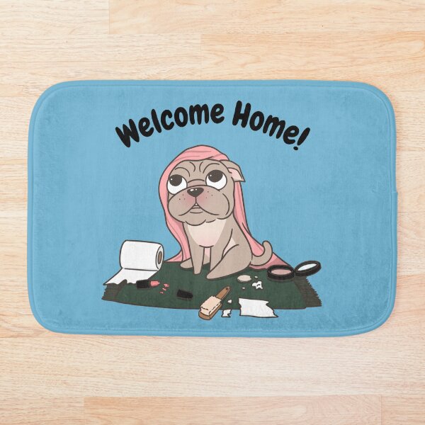 Item preview, Cute Cartoon Pug dog Welcome Home ! designed and sold by MoMoAndfriends.