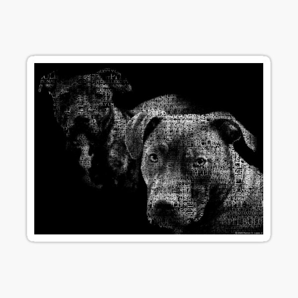 Vista previa del artículo con la obra «Pit Bull retrato de palabras», diseñado y vendido por BlazinConcepts.