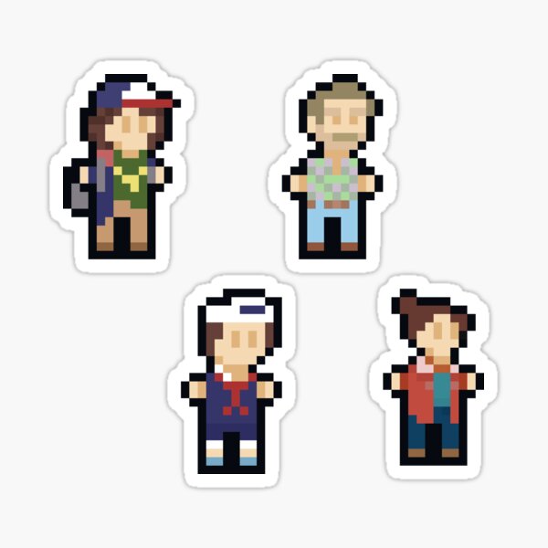 Stranger Characters Pixel Art Set Sticker