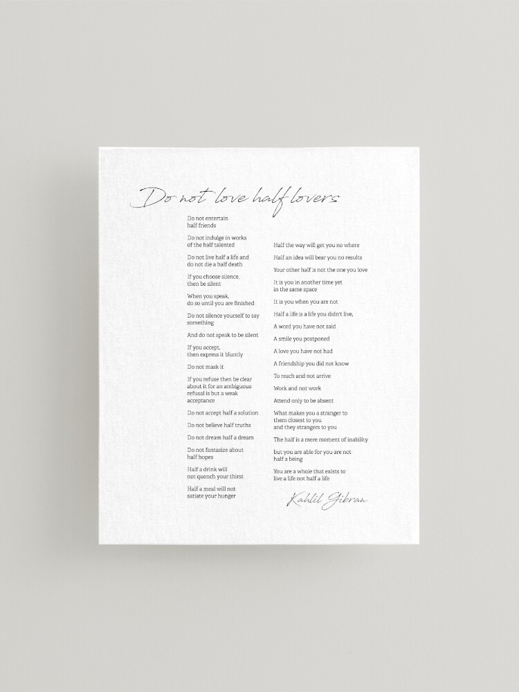  Do Not Love Half Lovers By Kahlil Gibran Poem Poster