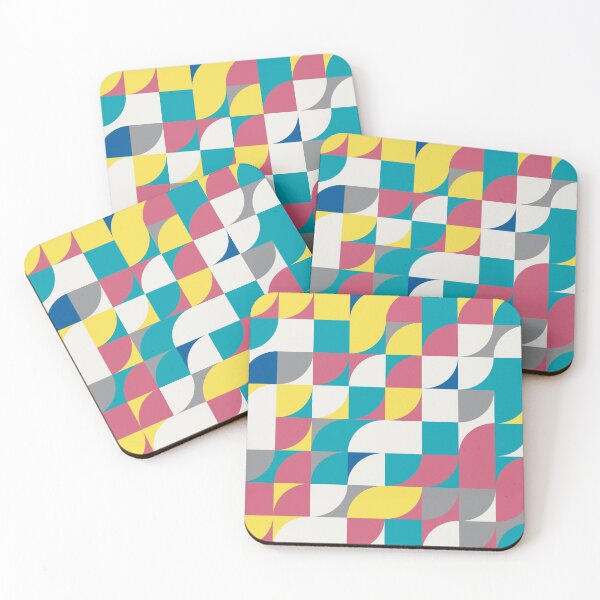 Item preview, Abstract mosaic with geometric tiles in yellow and gray color palette designed and sold by acidmit.