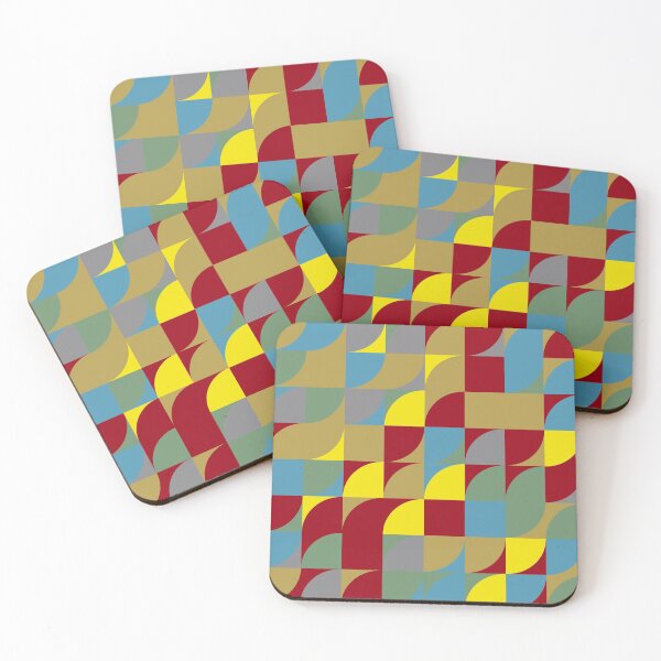 Item preview, Geometric tiles in abstract mosaic in yellow and gray color palette designed and sold by acidmit.