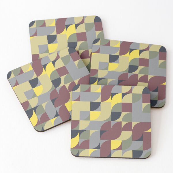 Item preview, Geometric tiles in abstract ornament in yellow and gray color palette designed and sold by acidmit.