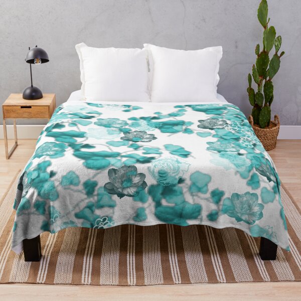 Item preview, Blue Vines Ivy Leaves and Blossoms on White designed and sold by AlteredAtelier.
