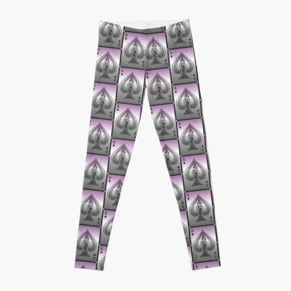 Best Seller Ace of Spades Leggings, Black & White Women Teens