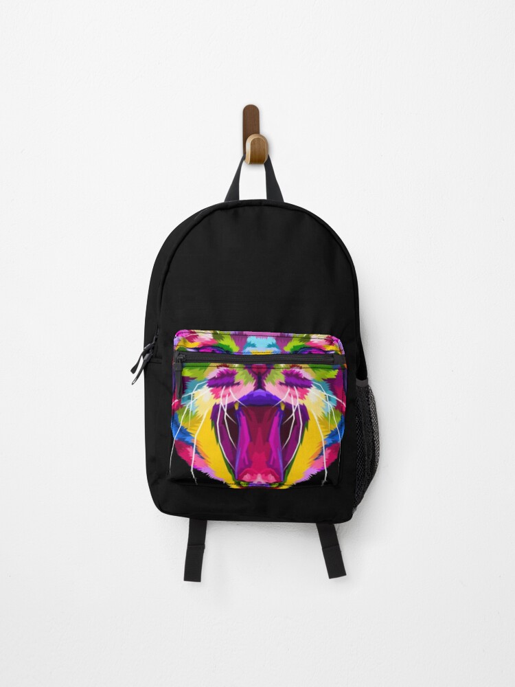 Thumbnail 1 of 3, Backpack, Cat head growling designed and sold by Rakos-Merch.