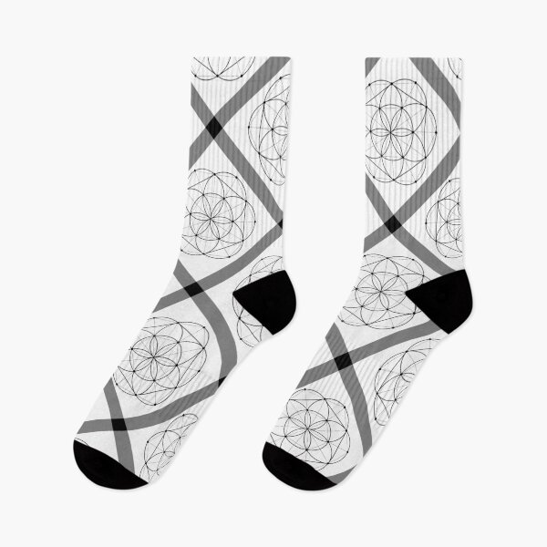Item preview, Seed of Life on Diagonal Plaid (Black and White) designed and sold by squishyrainbow.