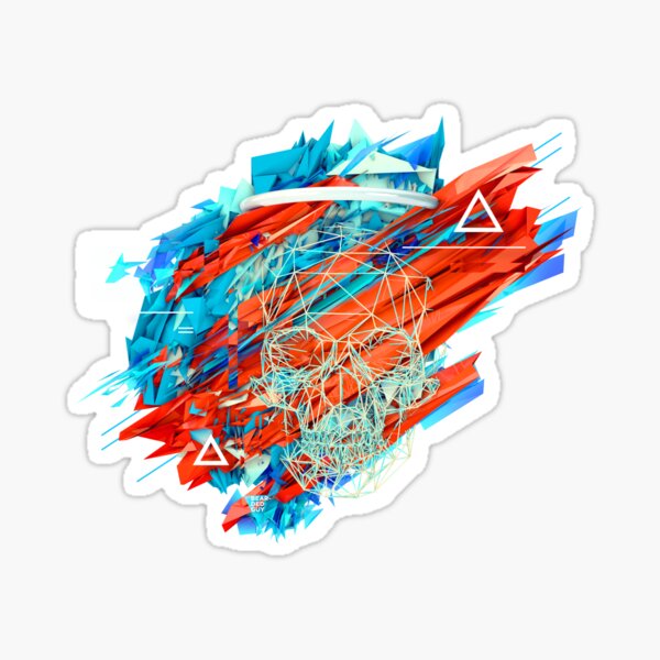 Polygon Halo Skull Sticker
