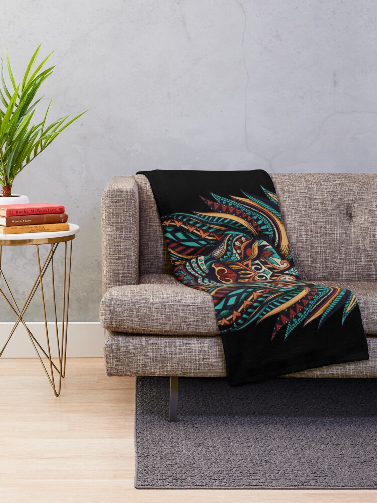 Thumbnail 2 of 6, Throw Blanket, Lion mandala designed and sold by Rakos-Merch.