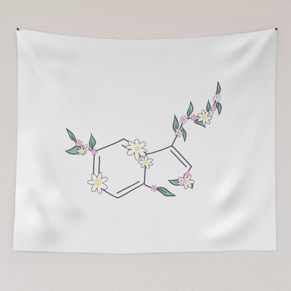 Item preview, Serotonin Molecule Hand Drawn With Flowers designed and sold by illhustration.