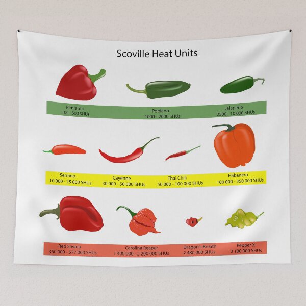Item preview, Scoville scale of chilli peppers spiciness, vector designed and sold by Familyshmot.