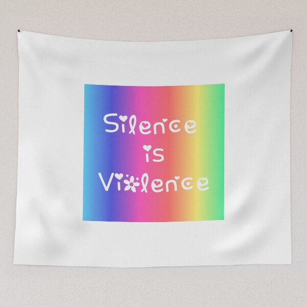 Item preview, Silence is Violence Rainbow Gradient Square Hippie Text designed and sold by everything4eva.