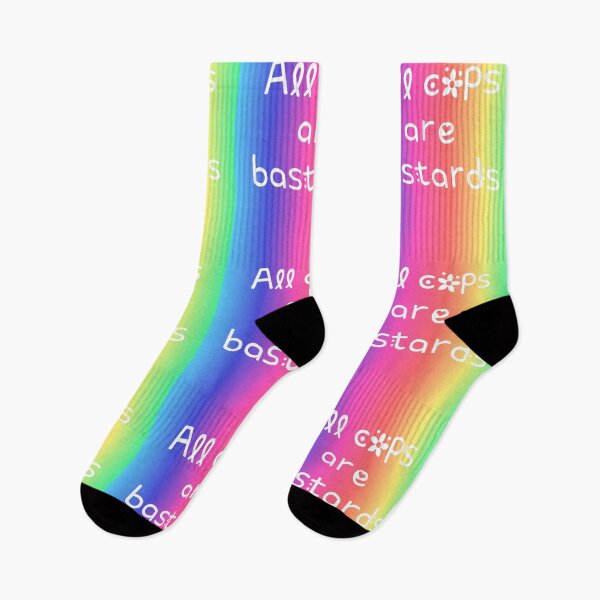 Item preview, All Cops are Bastards Rainbow Gradient Square Hippie Text designed and sold by everything4eva.